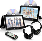 Pyle PLHRDVD108KT 10.5-Inch Universal Headrest Monitors with DVD Players, IR and FM Transmitters and Wireless Headphones