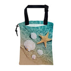 Car Garbage Bag Summer Starfish Seashell on Beach Hanging Canvas Car Trash Bag Waterproof Drawstring Car Back Seat Organizer for Car Back Front Seat Console with Adjustable Buckle
