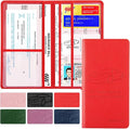 Premium Car Registration and Insurance Card Holder, Car Document Holder for Cards, Driver License & other Essential Documents (Red)