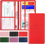 Premium Car Registration and Insurance Card Holder, Car Document Holder for Cards, Driver License & other Essential Documents (Red)