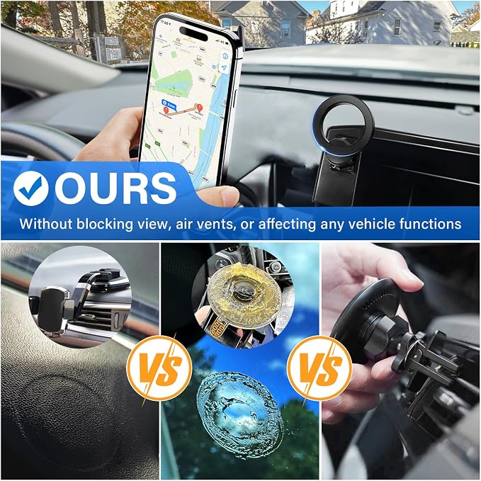 Car Phone Holder for Toyota Camry LE/SE 2025-2026 Accessories 8-inch Screen | Magsafe Strong Magnetic Phone Mount for iPhone, 360° Hands-Free No Air Vent Blockage One-Hand Operation Stable Stand