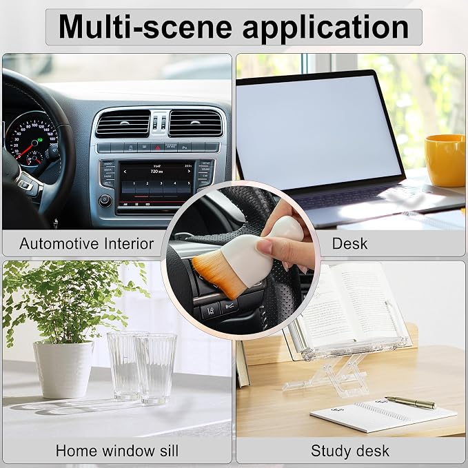 Car Detailing Brushes, Car Interior Dust Sweeping Soft Brush, Soft Bristles Brush Cleaning Tool for Automotive Dashboard, Air Conditioner Vents, Computer, Scratch Free(White)
