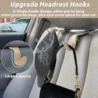 Purse Hook for Car, Purse Holder Car Headrest Hooks Leather for Hanging Purses and Bags, 2 Pack Beige