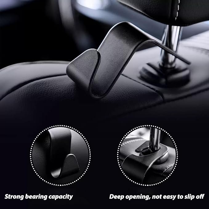Car Seat Headrest Hook,8 Pack- (Black) | For Organizer Universal for Handbag/Purse/Gym Bag/Hat/Groceries Car Accessories, Car Back Seat Headrest Hook