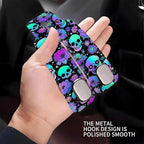 Car Seat Headrest Hook, Universal Leather Cute Hanger Holder Hook, Storage Organizer Interior Accessories for Purse Bags Handbag Purple Cute Skulls