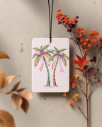 Coastal Beach Car Air Freshener 4 Pcs Coconut Scented, Summer Turtle Pink Bow Palm Tree Car Accessories Mirror Decor for Women, Girly Beachy Hanging Air Freshener for Cars Closet Drawer Books