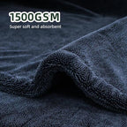 2-Pack 24" x 36" 11.8" x 11.8" Twisted-Loop Car Drying Towel 1500GSM Microfiber Cleaning Cloth for Car Trucks Motorcycles Streak Free Lint Free Ultra Absorbent Washing Cloth for Kitchen Window (Blue)