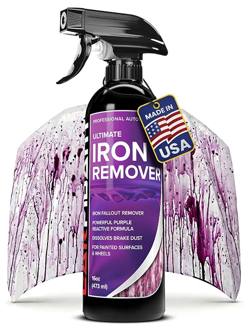 Iron Remover for Car Detailing – Color-Changing Formula for Brake Dust & Iron Build-Up | Safe for Paint, Wheels & Coatings | pH Neutral Spray – 16 fl. oz.