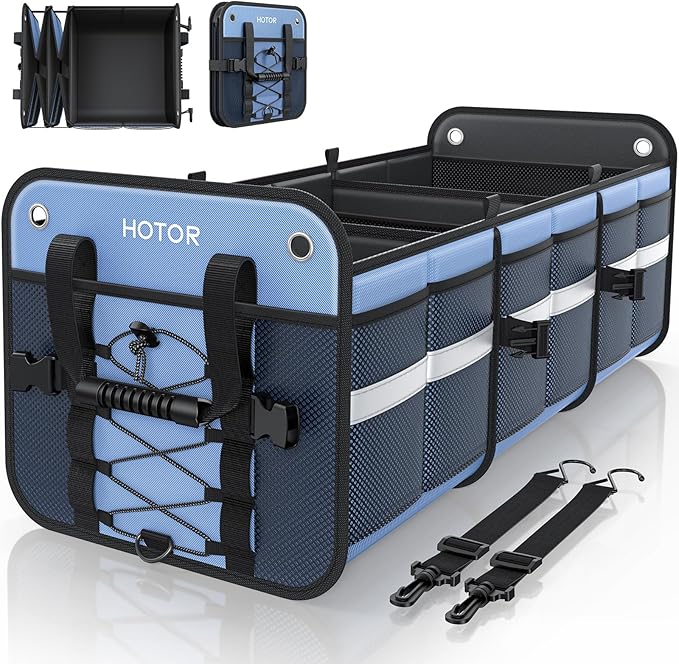 Trunk Organizer for SUV – Car Storage Box with Reflective Strips, Collapsible Car Organizer with Large Capacity, Essential Car Accessories for Truck, Van & Sedan, Blue, 22.1" x 13.0" x 12.0"