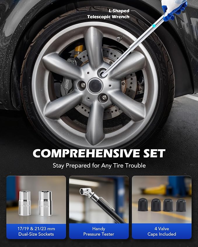 2 Ton Scissor Jack, 15 pc. Dual-Action Car Scissor Jack Kit for Sedan SUV MPV with Ratchet Wrench Drill Sockets, 4409 lb. Portable Car Jack and Stand Kit for Spare Tire Changing