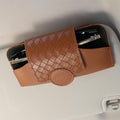 KINIVA Sunglasses Holder for Car Visor Leather Glasses Case with Clips for Car Visor Automotive Interior Visor Accessories Apply to All Car Models (10 Brown)