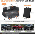 Doglike Dog Truck Seat Cover for Back Seat [with Detachable Mat], Hard Bottom Dog Hammock for Car, Pet Bed Extender for 2-4 Large Dogs, Waterproof Seat Protector, XL Size Fits for Crew Cab Truck/SUV