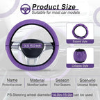 Elastic Stretch Steering Wheel Cover, Universal Interior Accessories Steering Wheel Cover for Women & Men, Breathable Microfiber Ice Silk, Anti-Slip, Odorless, Easy Carry(Purple)
