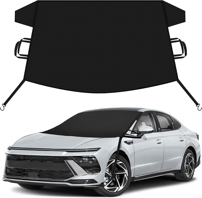 Car Snow Cover Compatible for Hyundai Sonata | Windshield Cover for Ice and Snow with S-Hook Straps | Heavy-Duty 600D Oxford Winter Car Cover, Waterproof & Anti-Slip