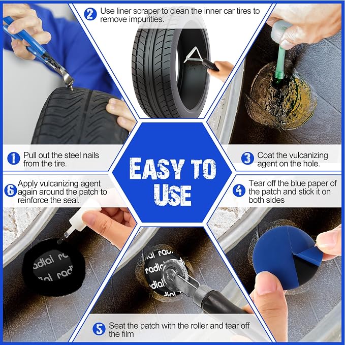 120 Pcs Heavy Duty Tire Patches Radial Patch Round Fast Repair Cold Tyre Puncture Repair Kit for Car Truck Motorcycle Automobile Bike Inner Tire (45 mm)