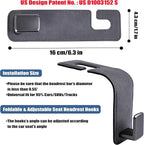 Car Seat Back Hook Universal Auto Storage Hanger Suede with Metal Car Seat Organizer for Handbag Purse Coat Umbrellas Grocery Bags 2 Pack Gray