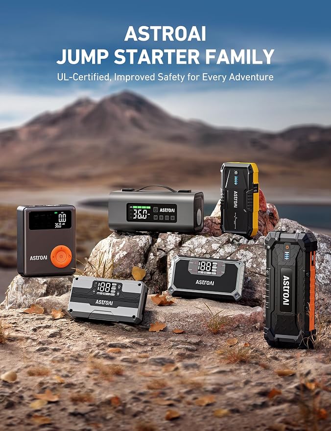 S8 Car Battery Jump Starter, Car Jumper Starter Battery Pack for Up to 6.0L Gas & 3.0L Diesel Engines, 12V Portable Jump Box with 3 Modes Flashlight and Jumper Cable(Yellow)