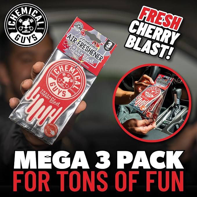 Hanging Air Freshener, Fresh Cherry Scent 6 Pack, Great for Cars, Trucks, SUVs, RVs, Home, Garage, Workspace, Dorm Room & More (2 x 3 Packs) - AIR40602