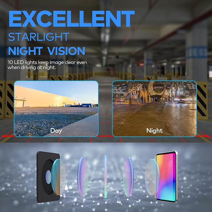 HD T01B Backup Camera Rear View License Plate Reverse Camera Universal for Pickup Truck Car SUV 149° Perfect Angle Night Vision IP69K Level Waterproof
