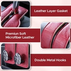 2PCS Leather Car Seat Hooks for Headrest, Vehicle Hanger Storage Organizer Universal for Handbag Purse, Car Accessories Gift (Red-Black)