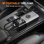 Tire Inflator Portable Air Compressor Rechargeable 12VDC 150PSI Cordless Battery Cigarette Powered 2X Faster Inflation Pump w/Digital Pressure Gauge for Car Motorcycle Bike