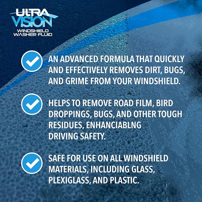 Windshield Washer Fluid - Advanced Formula for Car Windshield Wiper Fluid Crystal-Clear Vision in Weather Conditions +32F - All Weather - Bug Remover - 1 US Quart