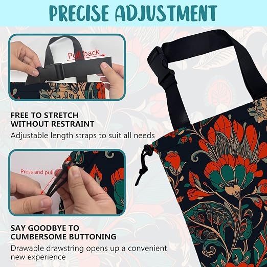 Car Garbage Bag Abstract Red and Green Flowers Hanging Canvas Car Trash Bag Drawstring Car Back Seat Organizer for Car Back Front Seat Console with Adjustable Buckle