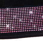 Bling Diamond Car Floor Mat Shining Rhinestones Carpet, Sparkly Glitter Crystal Anti-Slip PVC Heel Pad Automotive Universal Fit for SUV Sedan Car Van, 4pcs for Girl Cute Women, Black Pink