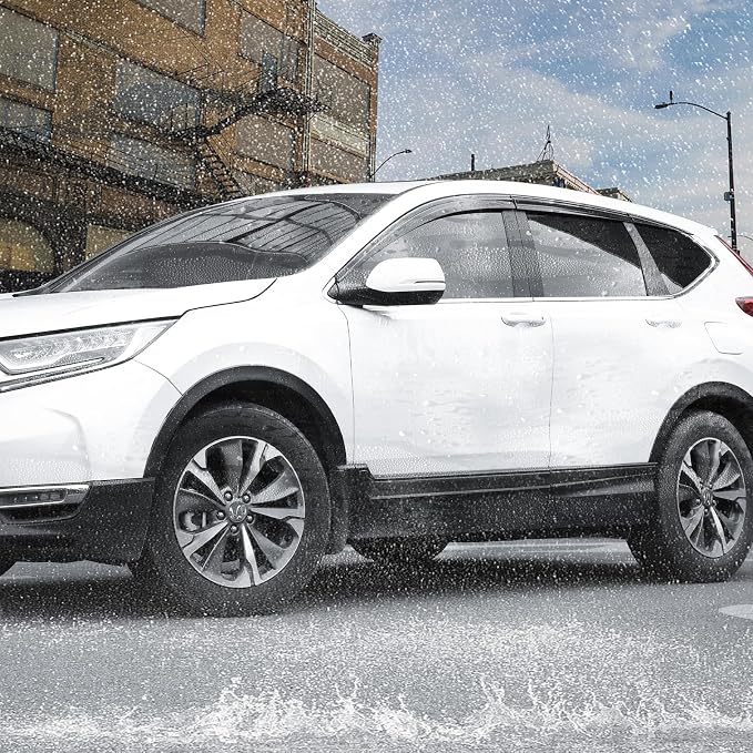 Black Rain Guards Fit for Honda CR-V (CRV 2017 2018 2019 2020 2021 2022 Tape-On Side Shatterproof Window Visor, Window Deflectors, Rain Visors, 6-Piece Set