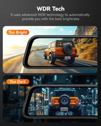 G840S 12" 4K Mirror Dash Cam Backup Camera, 5.8GHz WiFi Smart Rearview Mirror for Cars & Trucks, Front and Rear View Dual Cameras, Night Vision, Parking Assistance, Included 32GB Card & GPS