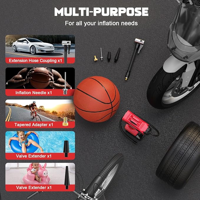 Tire Inflator Air Compressor Compatible with Milwaukee 18V Battery, 160 PSI Cordless Portable Electric Air Pump 2026 Bigger LCD Digital Pressure Gauge for Car, Bike, Sport Ball (Tool Only)