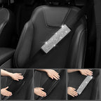 Bling Diamond Leather Car Seat Covers Sets 11 pcs,Bling Diamond Car Accessories for Women, Sparkly Rhinestone Steering Wheel Cover, Glitter Cute Interior Sets for Women Girl,Silver