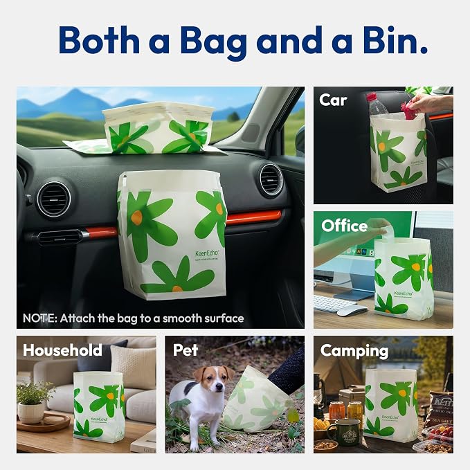 Disposable Car Garbage Bin Bags, Vomit Trash Bags made with Recycled HDPE for Boat, Plane, Travel, Camping, Bedroom, Study Room, Office and Car, 20 pcs