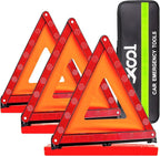 Warning Triangle, Emergency Warning Triangles for Vehicles, Reflective Triangle, Emergency Warning Reflector Safety Triangle Kit with Carry Case, 3-Pack