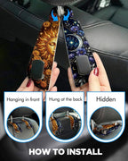 Purse Holder for Car, 2 Pack Heavy Duty Purse Hanger for Car, PU Leather Car Seat Hooks for Purses and Bags, Cute Sun Moon Headrest Organizer for Handbags & Backpacks