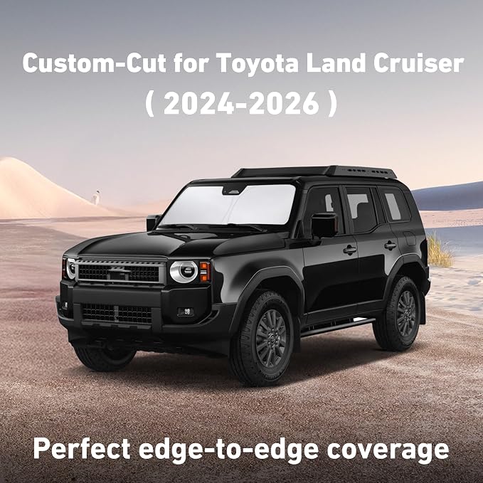 Windshield Sunshade Compatible for Toyota Land Cruiser 2024-2025 2026, Sun Visor for Front Windshield & Window Sun Shade Cover, UV Heat Blocker & Protector, Car Accessories