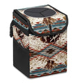 Car Trash Can with Lid Western Aztec Cow Print Collapsible Reusable Leak-Proof Auto Garage Bag,Hanging Vehicle Car Accessories Interior Car Organizer