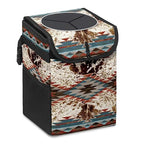 Car Trash Can with Lid Western Aztec Cow Print Collapsible Reusable Leak-Proof Auto Garage Bag,Hanging Vehicle Car Accessories Interior Car Organizer