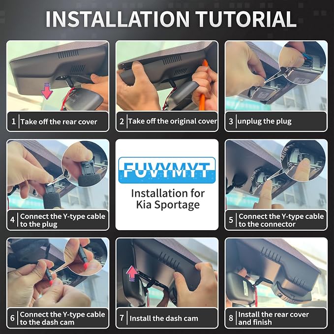 OEM Style Front Dash Cam for Kia Sportage 2026 | Front 4K, 64GB Card, Hidden Design, Plug&Play, Easy Install, Loop Recording, G-Sensor, Free App