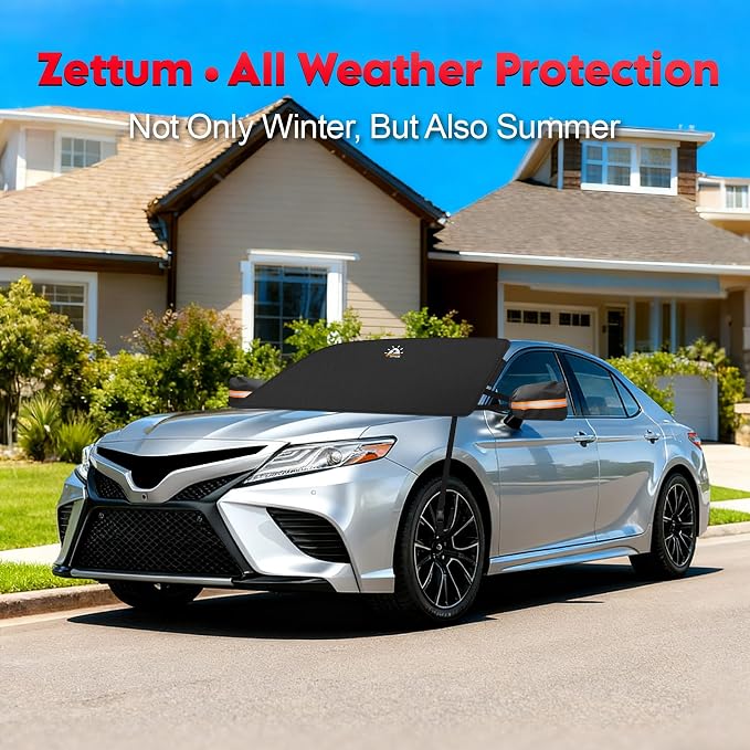 Car Windshield Cover for Ice and Snow - 600D Windshield Snow Cover with Side Mirror Cover Heavy Duty, Standard Winter Frost Hail Protector for Most Car, Truck, SUV, Van and MPV (70 x 50 Inch)