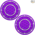2PCS Bling Crystal Rhinestone Cup Holder Coaster, 2.75 inch Soft Silicone Anti-Slip Shockproof, Car Cup Holder Insert Coasters, Universal Car Interior Accessories for Women (Purple & White)