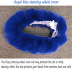 Fluffy Steering Wheel Cover for Women Fuzzy Steering Wheel Cover Winter Warm Faux Wool Plush Car Wheel Cover Furry Steering Wheel Protector Universal Fit 15 Inch (Blue)