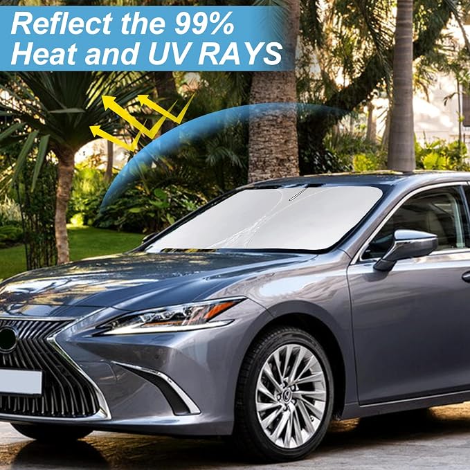 Sunshade for Lexus ES 2019-2024 2025 ES250 ES300h ES350 Sedan Sun Shade Windshield Cover Front Window Shield 210T Reflective Sun Visor Protector Blocks 99% UV Rays Car Accessories