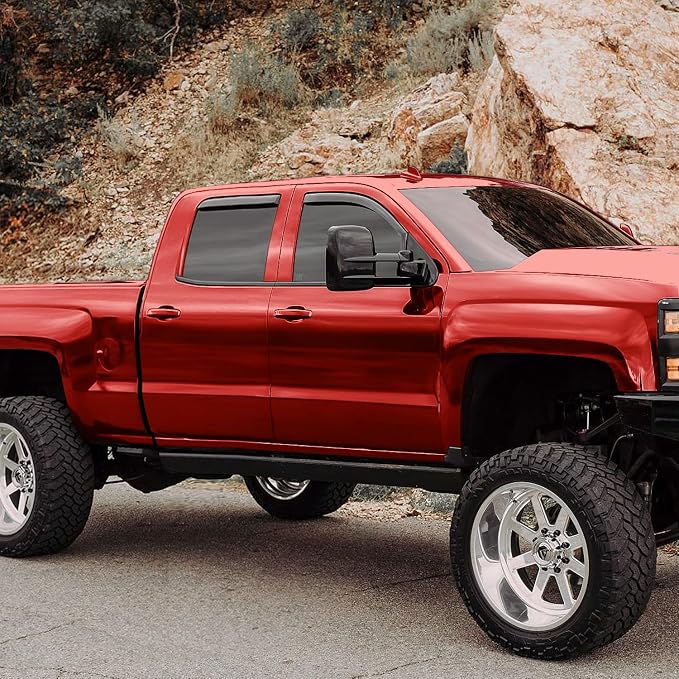 Voron Glass in-Channel Extra Durable Rain Guards for Chevrolet (Chevy) Silverado 2500HD/3500HD 2015-2019 Crew Cab, Window Deflectors, Vent Window Visors, 4 Pieces - 200277