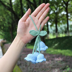 Lily Flower Handmade Knitted Car Mirror Hanging Accessories, Rear Riew Mirror Accessories Car Decorations for Women Men