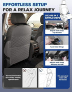 Seat Back Protectors for Kids, Car Kick Mats for Front Seats (Gray) | With Large Pocket Organizer, Waterproof, Protects Against Dirt, Scuffs & Scratches, Fits Most Vehicles, 2PCS
