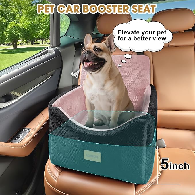 Dog Car Seats for Small Medium Dogs Under 35lbs, Dog Booster Seat with Detachable Washable Cover and Cushion, Memory Foam Pet Car Seat with Safety Belt and Storage Pockets (BP)