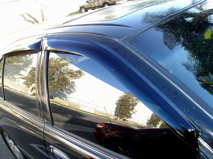 Car Window Rain Guard | Outside Mount Visors Auto Side Window Deflectors | Windows Visor Rain Shields Compatible with 2007-2012 Hyundai Veracruz | 4 Pcs Set, LGWV2-263, Light Tinted