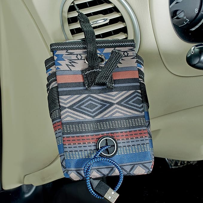 DriverPockets Car Phone Holder Air Vent Pouch and Front Seat Organizer with 3 Pockets, Hanging Hooks and Charging Port (Southwest)