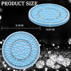 2PCS Bling Crystal Rhinestone Cup Holder Coaster, 2.75 inch Soft Silicone Anti-Slip Shockproof, Car Cup Holder Insert Coasters, Universal Car Interior Accessories for Women (Light Blue & White)